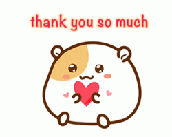 Thank You Animated Line Hamster Bean GIF