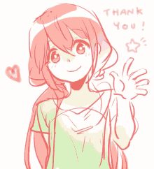Thank You Anime Pink Girl Cute Wave