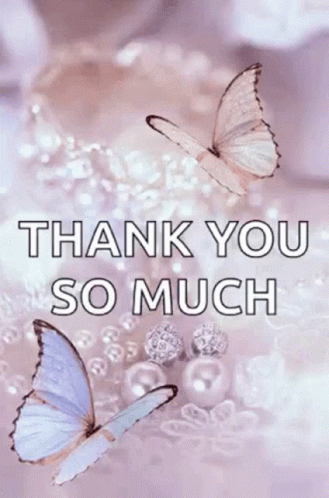 Thank You Card With Butterflies And Pearls GIF