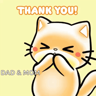 Thank You Card With Cat And Hearts GIF