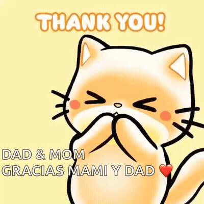 Thank You Card With Cat And Hearts GIF