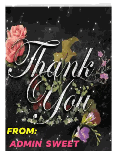 Thank You Card With Flowers Admin Sweet Sticker