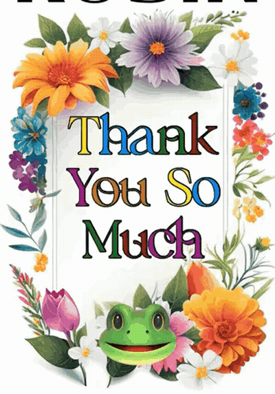 Thank You Card With Flowers and Frog
