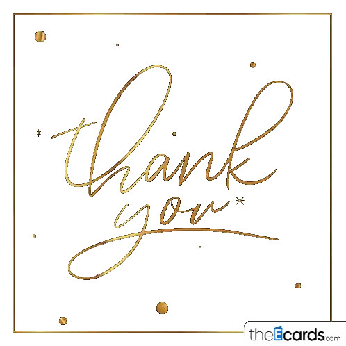 Thank You Card With Gold Letters And Black Stars Sticker