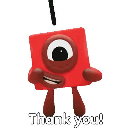 Thank You Cartoon With Red Square Sticker