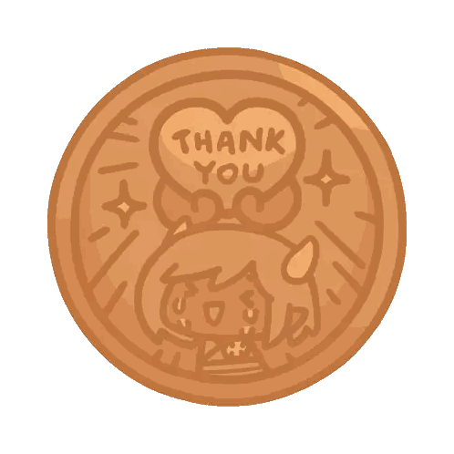Thank You Coin With Girl Sticker