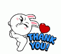 Thank You Cute Cartoon Bunny Blowing Kisses