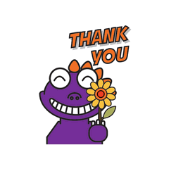Thank You Emoji Dragon Holding Yellow Flower