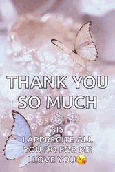 Thank You Glitter Diamond Butterflies Greeting GIF