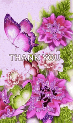 Thank You Glitter Purple Butterfly Flowers GIF