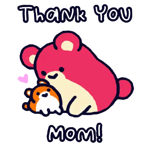 Thank You Mom Card With Teddy Bear And Dog Sticker