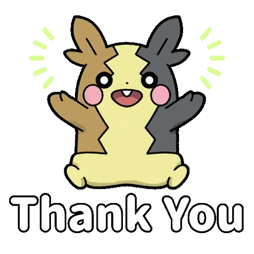 Thank You Sticker With Brown And Yellow Pokémon Sticker