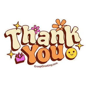 Thank You Sticker With Flowers And Stars Sticker