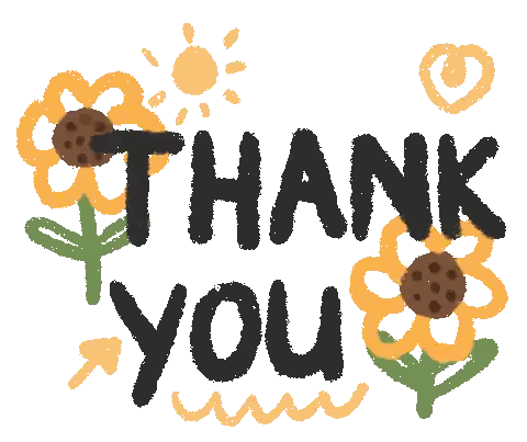 Thank You Sticker With Sunflowers And Heart Sticker
