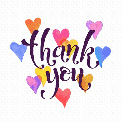 Thank You Surrounded By Watercolor Hearts GIF