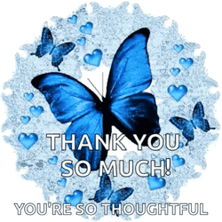 Thank You Very Much Blue Butterfly GIF
