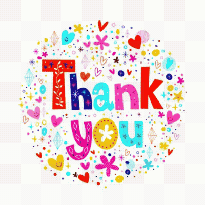 Thank You With Colorful Hearts Flowers Stars And Leaves GIF