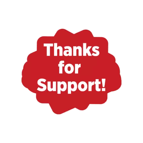 Thanks For Support Red Sticker