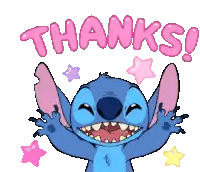 Thanks Stitch Sticker With Pink Stars Sticker