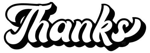 Thanks Word In Black And White Sticker