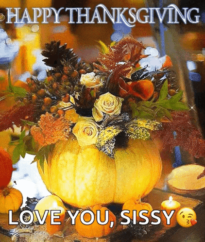 Thanksgiving Card With Pumpkin Flowers Candles GIF