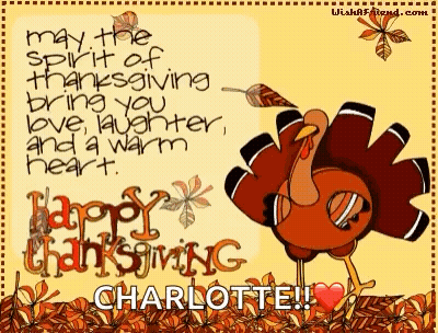 Thanksgiving Card With Turkey And Charlotte GIF
