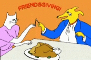 Thanksgiving Cat And Dog Eat Together GIF