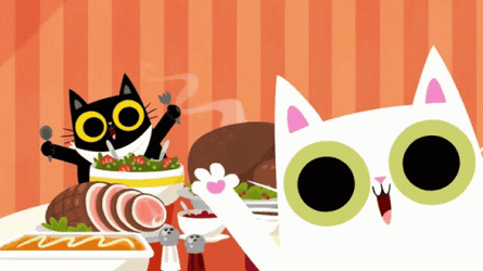 Thanksgiving Cat Black And White Cats Celebrating GIF