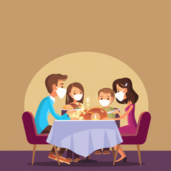 Thanksgiving Family On Pandemic Wearing Masks GIF