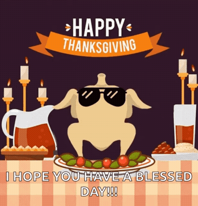 Thanksgiving Turkey Wearing Sunglasses Saying Blessed Day GIF