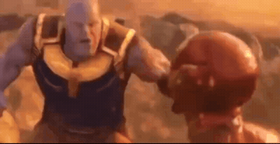 Thanos And Iron Man Fighting In Avengers Infinity War GIF