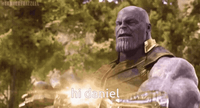 Thanos From Avengers Age Of Ultron Holding Sword Says Hi Daniel GIF