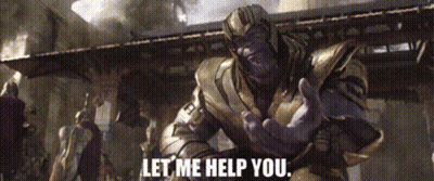 Thanos From Avengers : Age Of Ultron Is Giving A Thumbs Up And Saying `` Let Me Help You '' . GIF