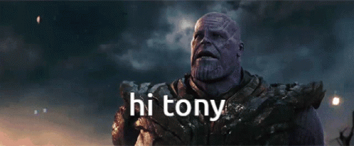 Thanos From Avengers Endgame Says Hi Tony In Front Of A Cloudy Sky GIF