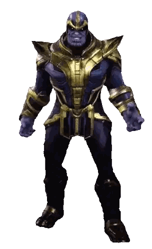 Thanos Is A Purple And Gold Superhero With A Helmet On Sticker