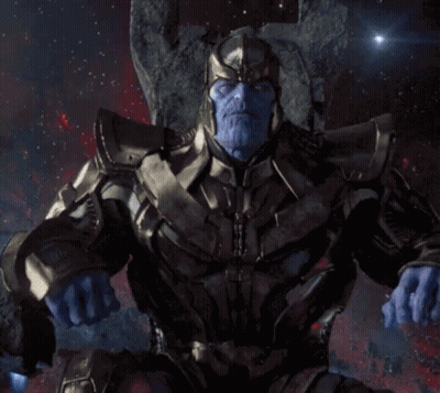 Thanos Is Sitting On A Throne In The Middle Of The Space GIF