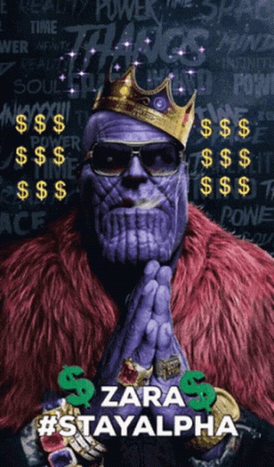 Thanos Is Wearing A Fur Coat And A Crown GIF