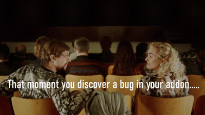 That Moment You Discover A Bug In Your Addon Man And Woman In Theater GIF