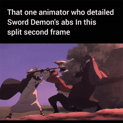 That One Animator Who Detailed Sword Demon 'S Abs In The Split Second Frame GIF