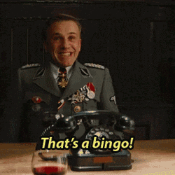 That's A Bingo Inglourious Basterds Hans Landa GIF