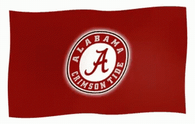 The Alabama Crimson Tide Logo Is On A Red Background GIF