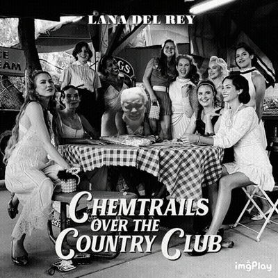 The Album Cover For Lana Del Rey 'S Chemtrails Over The Country Club Features A Group Of Women Sitting Around A Picnic T GIF
