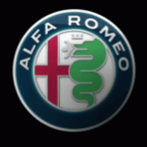 The Alfa Romeo Logo Has A Green Snake And A Cross On It GIF
