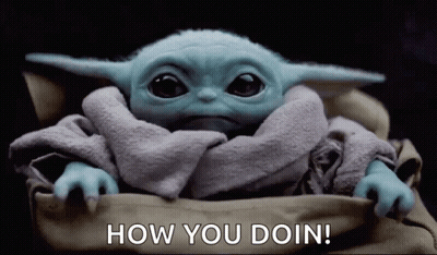The Baby Yoda Is Sitting In A Blanket And Asking How You Doin . GIF