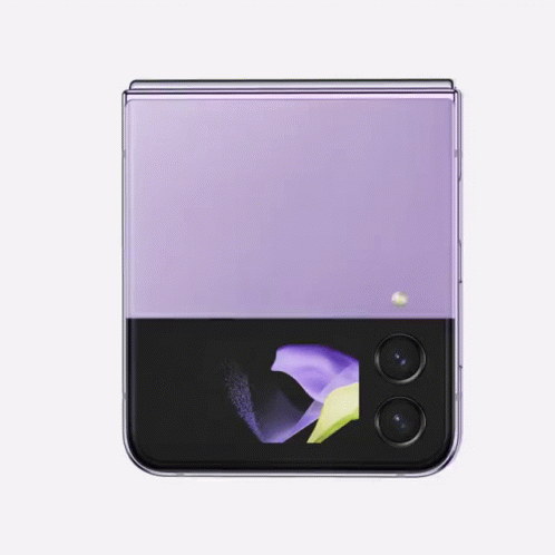 The Back Of A Purple Samsung Phone With A Flower On The Screen GIF
