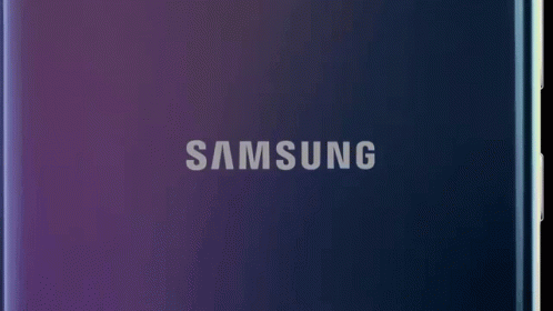 The Back Of A Samsung Phone With A Blue And Purple Background GIF