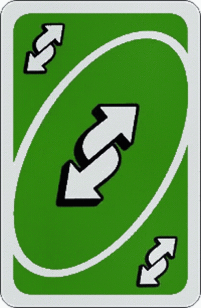The Back Of A Uno Card With Two Arrows Pointing In Opposite Directions GIF