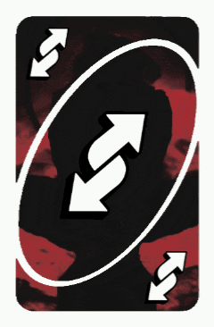 The Back Of A Uno Card With Two Arrows Pointing To The Bottom GIF