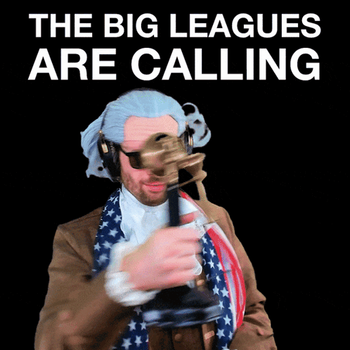 The Big Leagues Are Calling Poster With A Man Holding A Trophy GIF