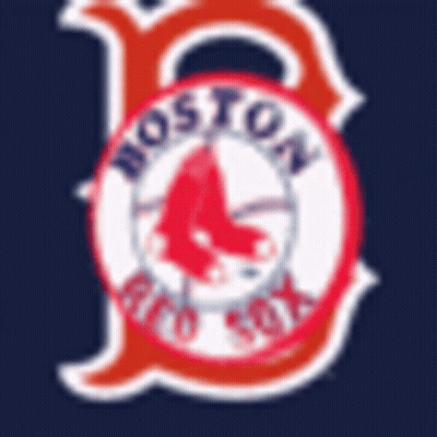 The Boston Red Sox Logo Is Red White And Blue On A Dark Blue Background GIF